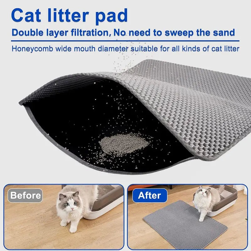 Pet Cat Litter Mat Waterproof Double Layer Cat Litter Trapping Pet Litter Box Mat Clean Pad Products for Cats Accessories