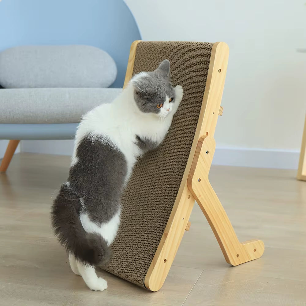 Cat Scratcher Board Wooden Frame Medium Cat Scratching Bed 3 in 1 Scratching Post Anti-Scratch Toys Claw Couch Scraper for Cats