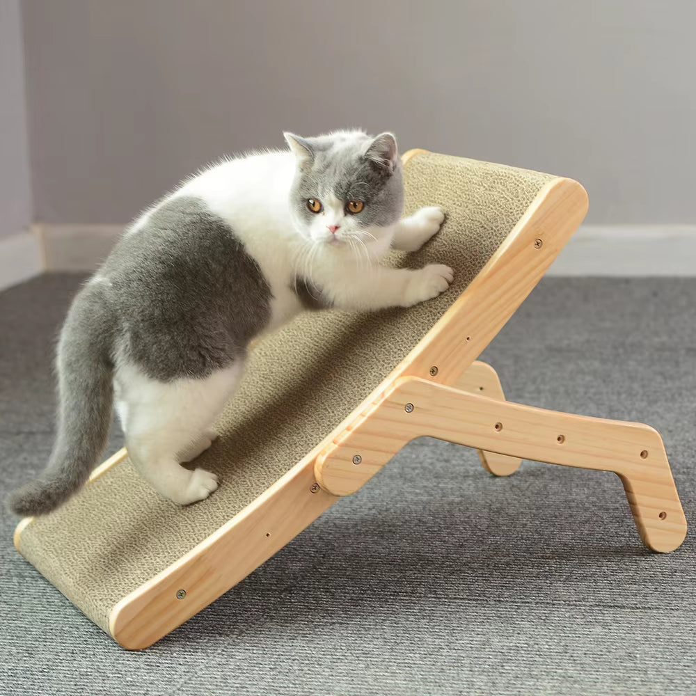 Cat Scratcher Board Wooden Frame Medium Cat Scratching Bed 3 in 1 Scratching Post Anti-Scratch Toys Claw Couch Scraper for Cats